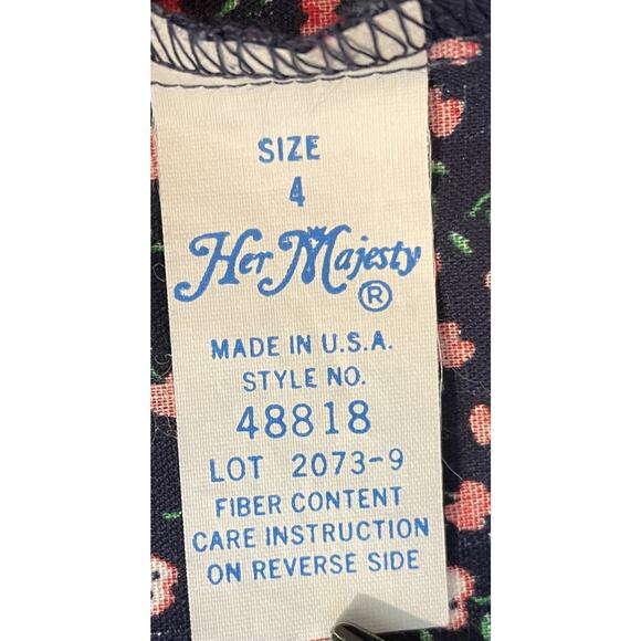 Vintage Her Majesty Girls Ruffle Apple Print Blouse Rare Made In USA Size 4 - Picture 5 of 10